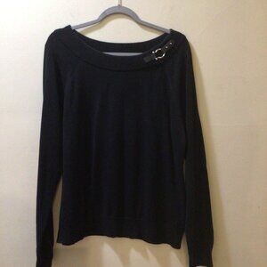 Lauren Ralph Lauren Black Boatneck Horse Bit Sweater